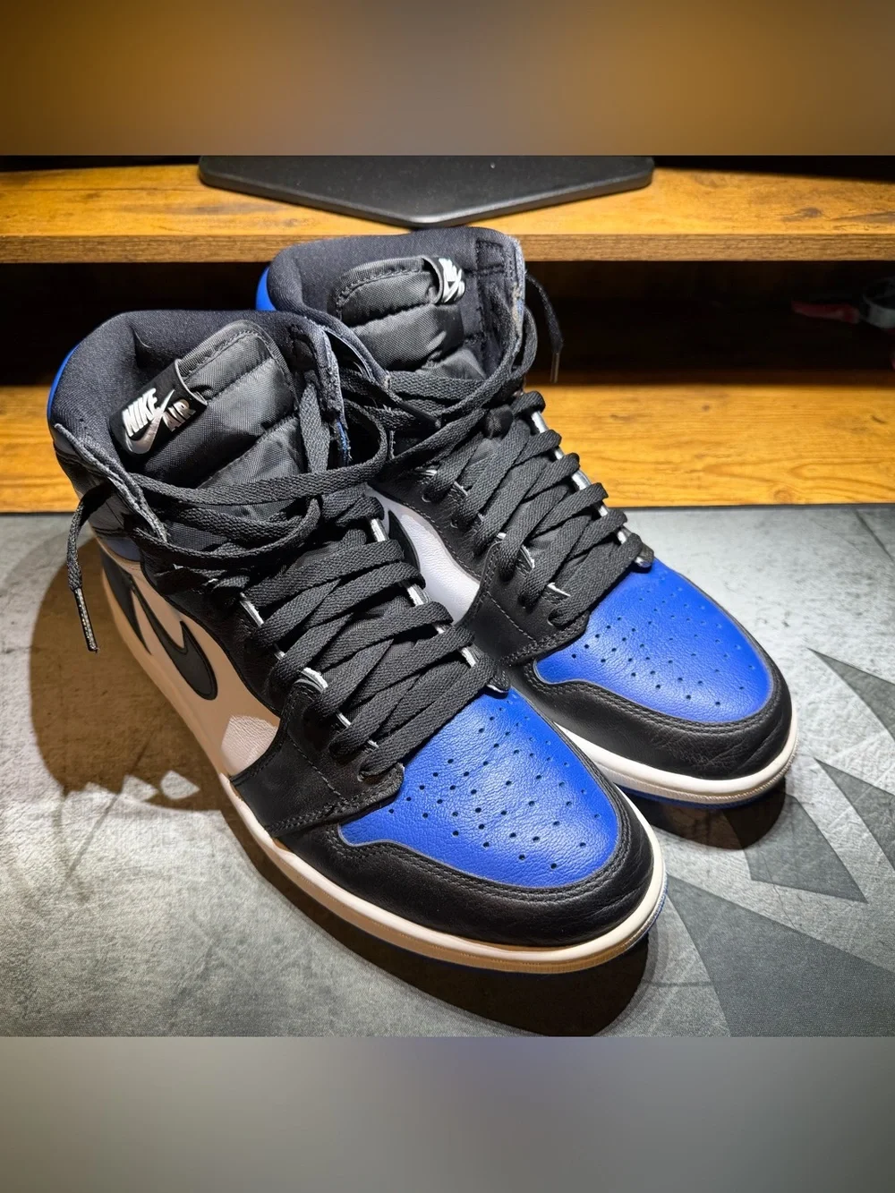 Air Jordan 1 High Royal Toe, Sneaker -Black/White/Royal Blue,Size 11